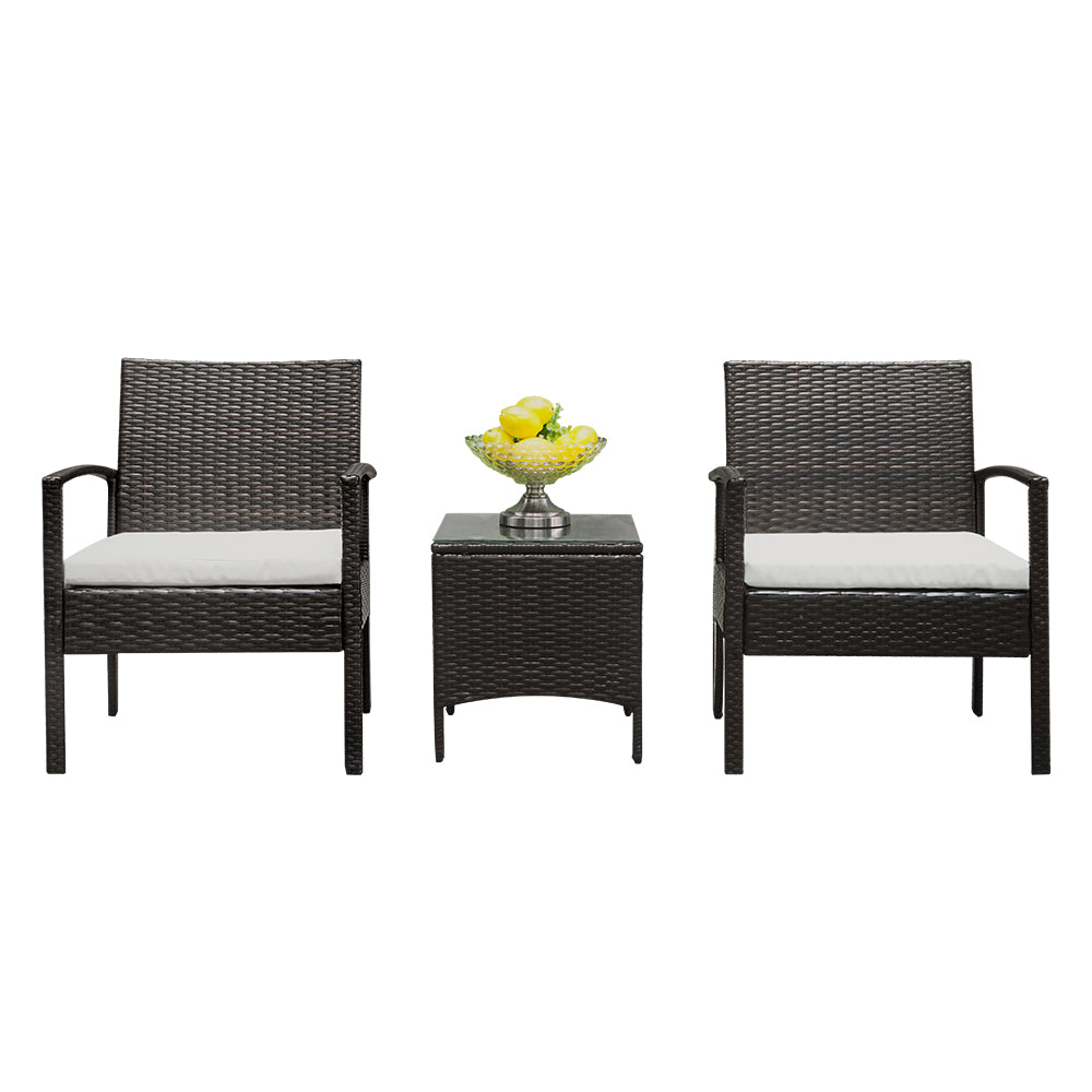 Haddon 3-Piece Coffee Rattan Patio Set Brown