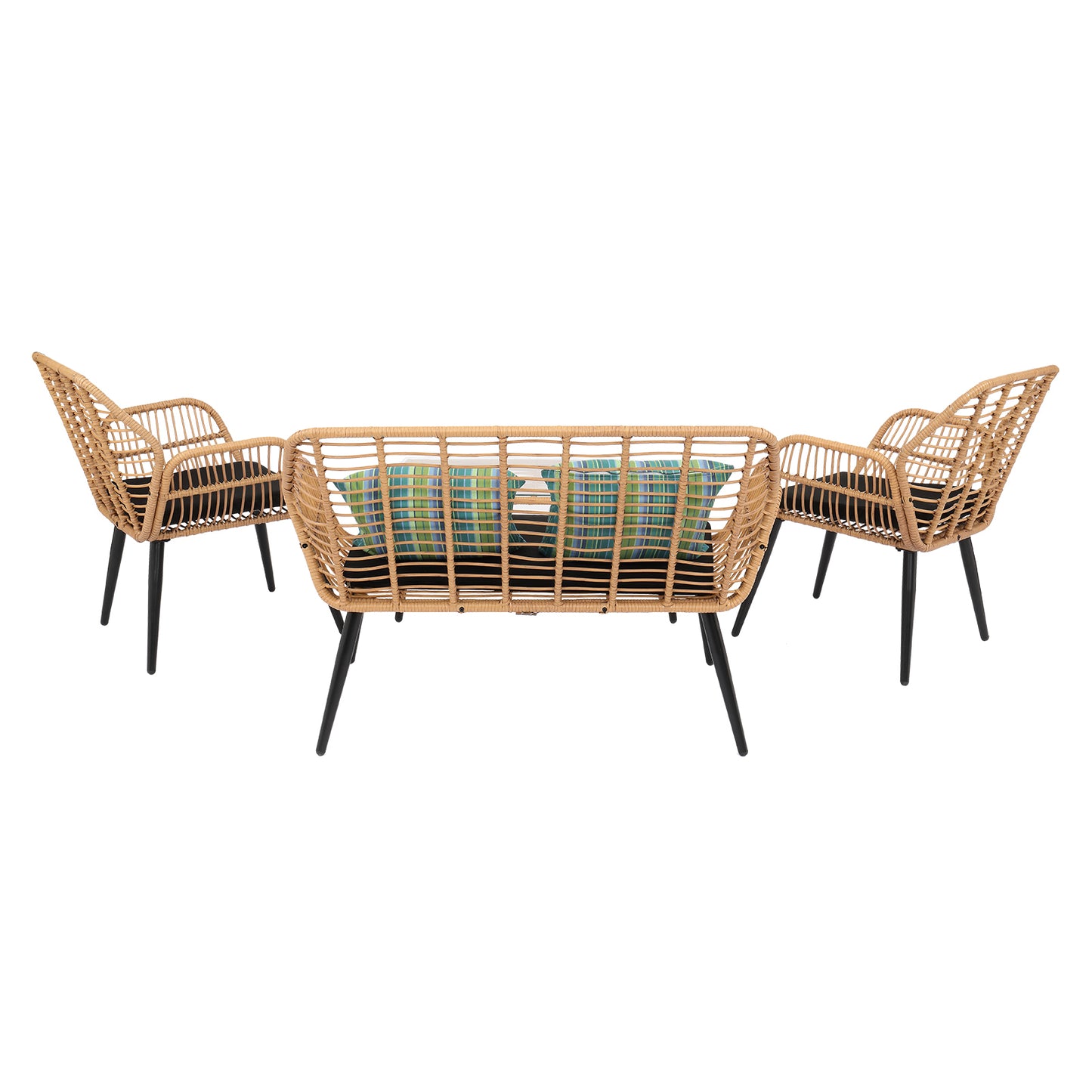 Haddon 4-Piece Wicker Rattan Set Natural Wood