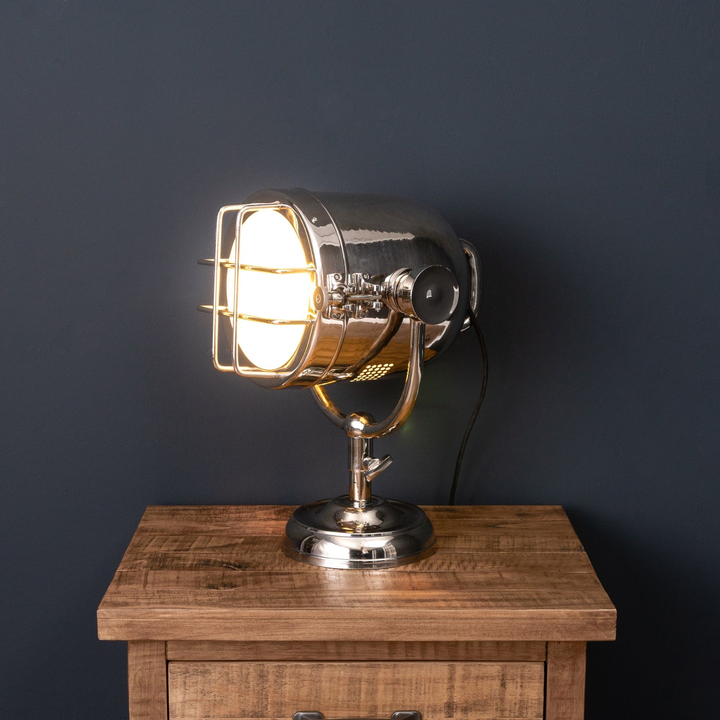 Nickel Industrial Spotlight Table Lamp