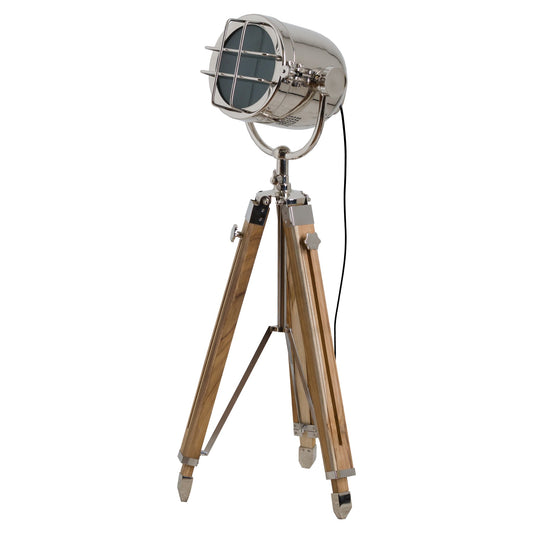 Nickel Industrial Spotlight Tripod Lamp