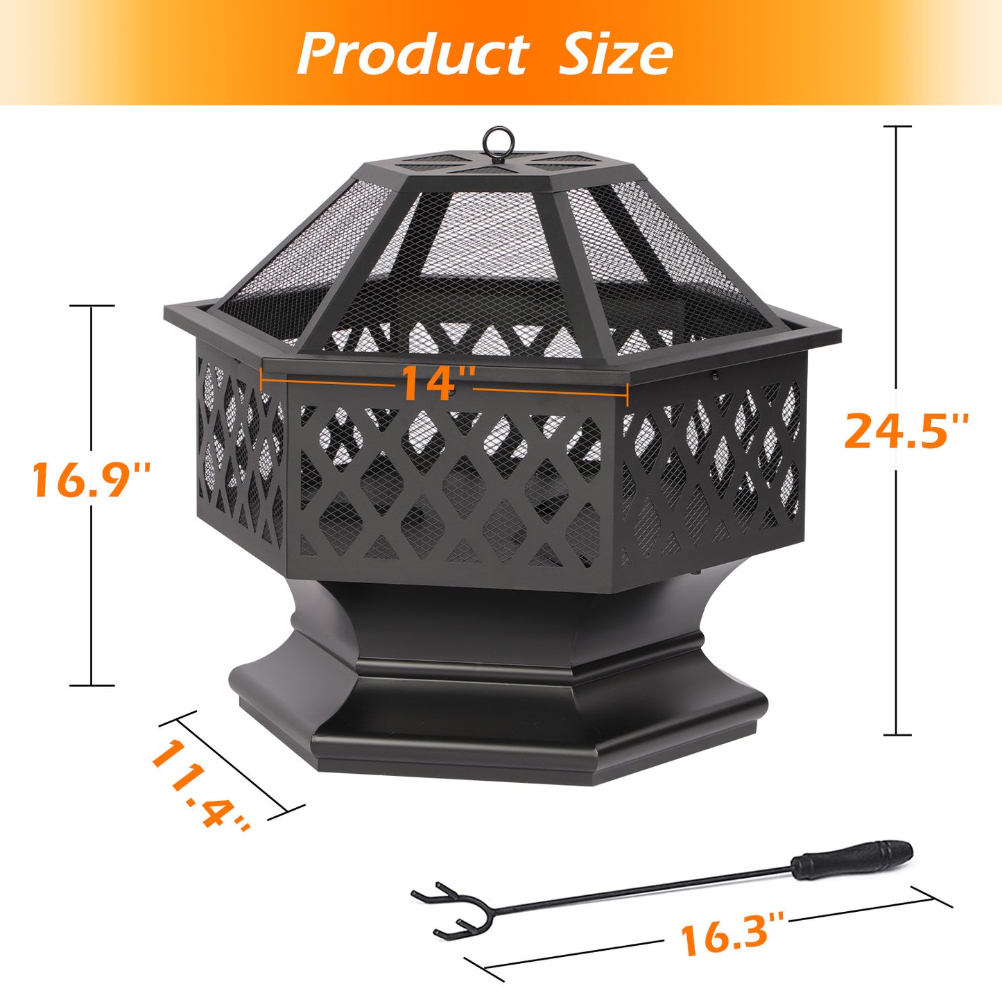 70CM Haddon Hexagonal Fire Pit