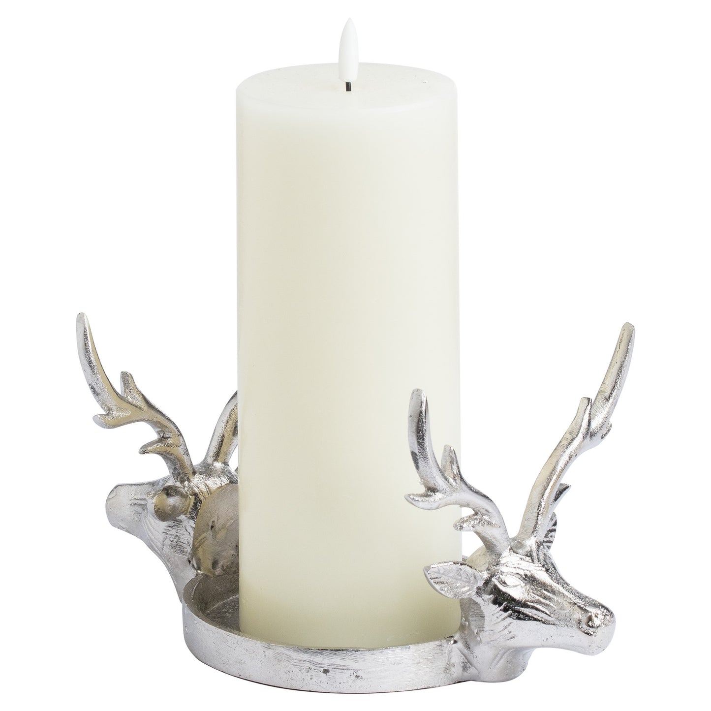 Beverly Collection Silver Large Stag Candle Holder