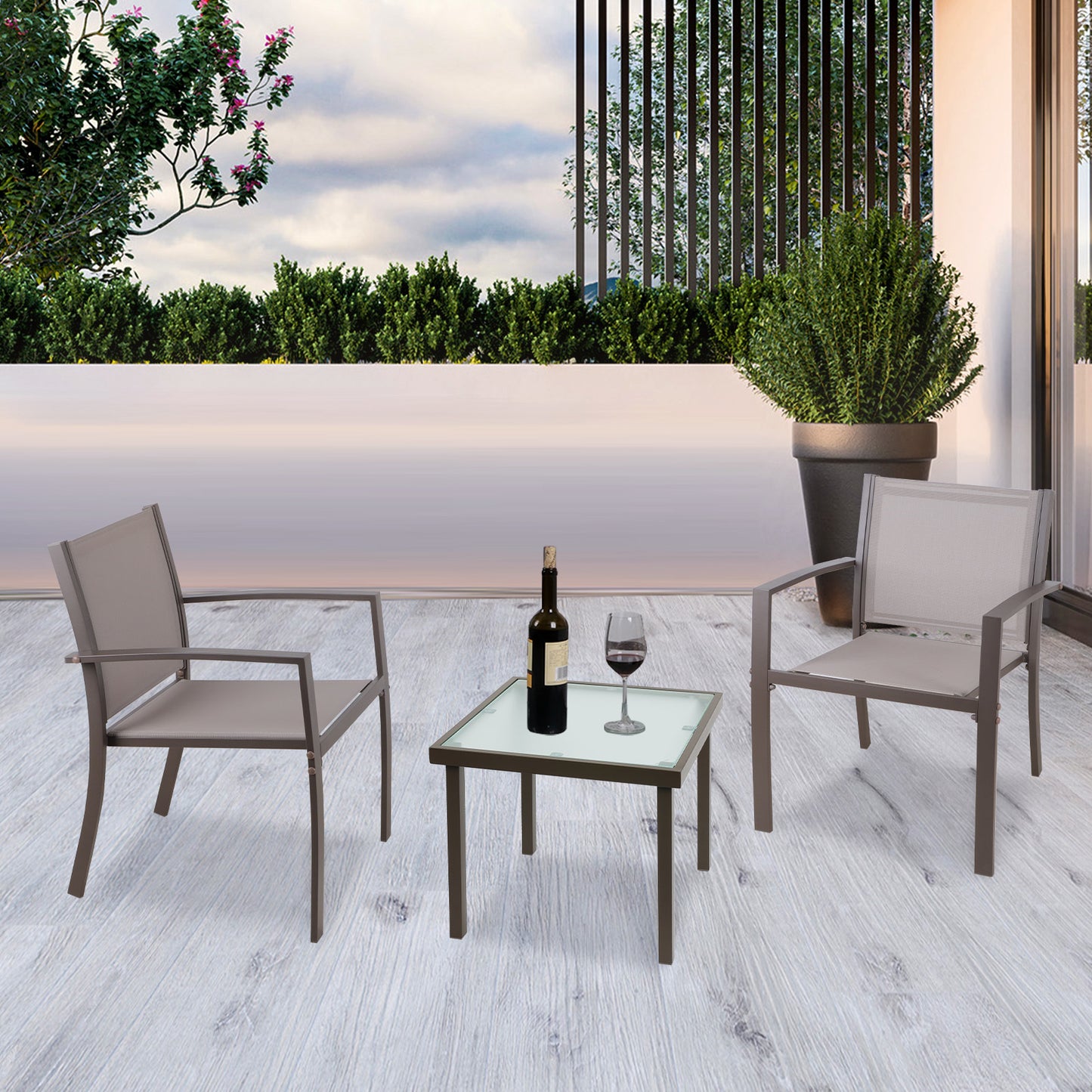 3-Piece Haddon Garden Seating Patio Set Brown