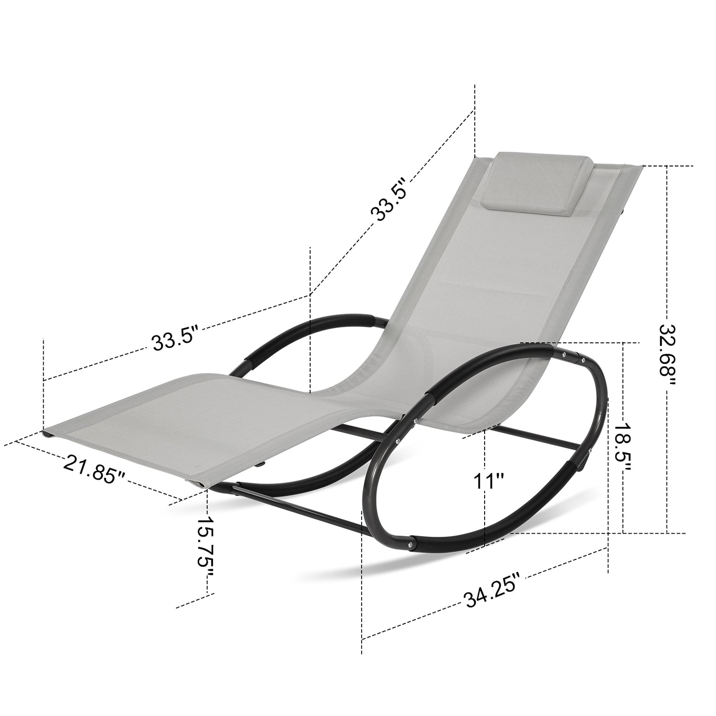 Haddon Zero Gravity Rocking Lounger Light Grey