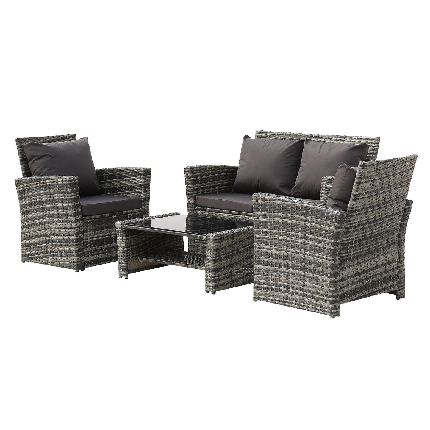 Haddon 4-Piece Rattan Sofa Set Dark Grey