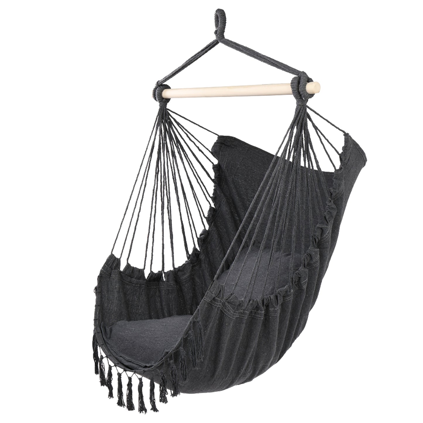 Haddon Tassel Hanging Chair Grey With Pillows