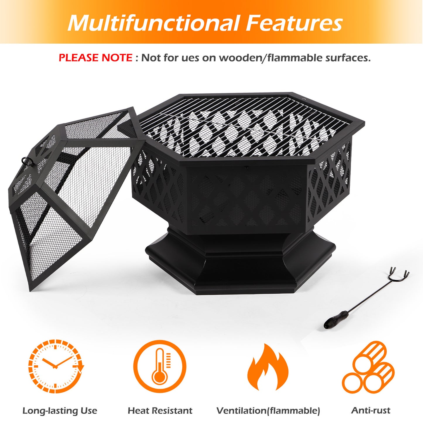 70CM Haddon Hexagonal Fire Pit